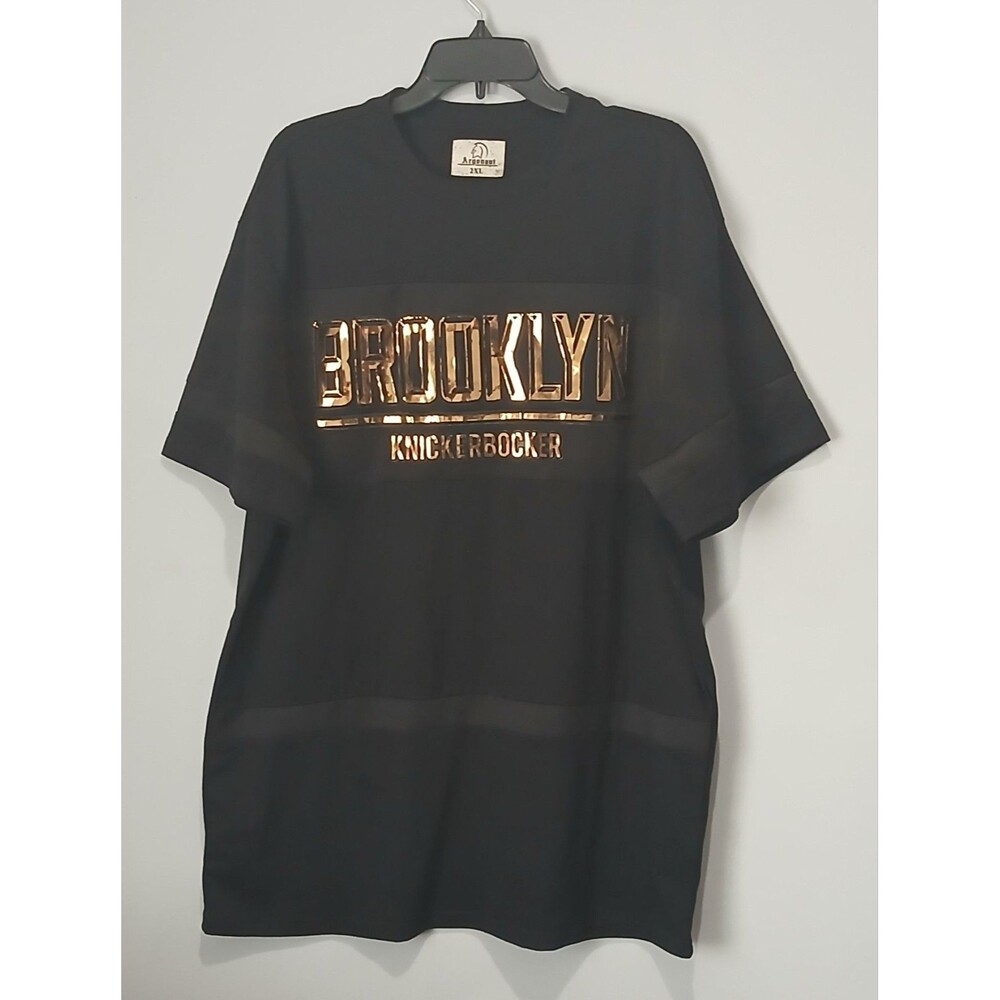 BROOKLYN Knickerbocker Men 2XL Shirt. Black/Gold.